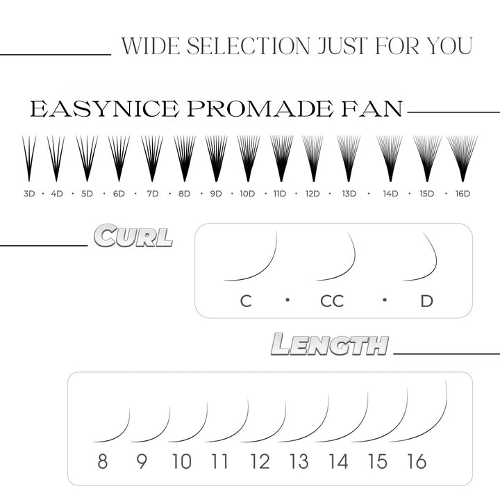 Promade Loose Mix 8in1 Fans-Promade Fans 14D  | 1000Fans - easynicelash